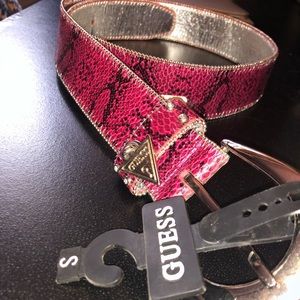 Pink snake print belt